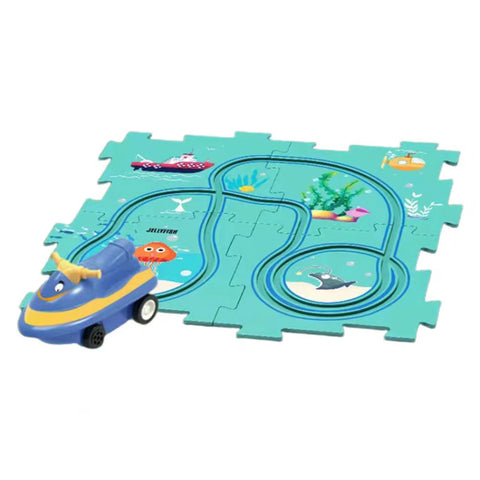 Flexible Railway Track Rail Car Puzzel Toy DIY Assemble Jigsaw Parent-Child Interaction Toy Electric Track Car Puzzle Toys Gifts