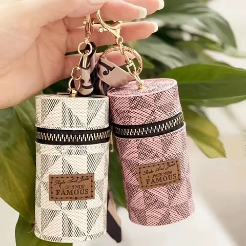 Mini Retro Coin Purse, Classic Pouch with Scarf Decor, Zipper Portable Multifunctional Lipstick Bag Vintage Flower Leather