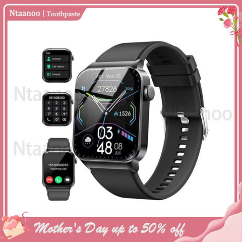 [Mother'S Day] Ntaanoo 1.85" Fashion Touch Screen Smart Watch, Digital Smart Watches with Call Function 100+ Sports Modes Dly Watch Dials Messages Reminder Multifunctional Smartwatch for Men Women