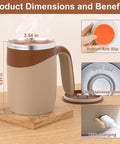 Self Stirring Coffee Mug, Rechargeable Automatic Coffee Stirring Mixing Mug, Electric Funny Self Mixing Cup, Stainless Steel Travel Coffee Cup for Office(Brown) Stirring Coffee Cup Drinkware Reuse Self Stirring Cup