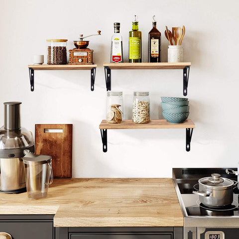 2x Wooden Floating Shelves