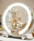 FENNIO Vanity Mirror with Lights, 12 Inch Light up Makeup Mirror, LED Makeup Mirror with Lights for Bedroom Tabletop, Smart Touch Control 3 Colors Dimmable, 360° Rotation, White