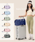 SYCNB Gym Bag for Women Men with Wet Pocket, Travel Duffle Bag Sport Gym Tote Bag with Shoe Compartment, Carry on Overnight Bag Hospital Bag Dark Blue SYCNB