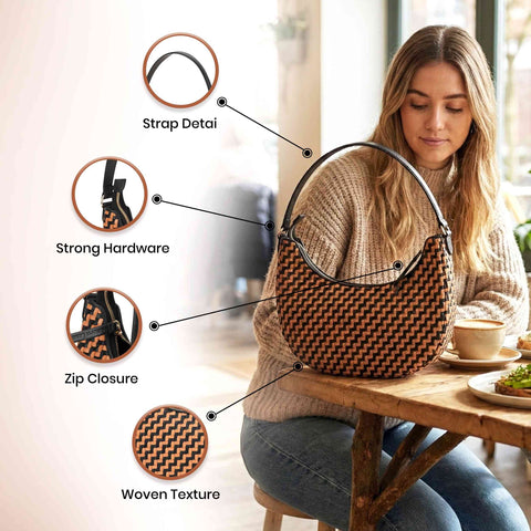 Genuine Leather Handmade Woven Shoulder Bag for Women