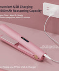 Mother'S Day 2025 Mini Portable Cordless Rechargeable USB Clipper Bangs Curl Straight Dual Purpose Dormitory Available Small Hair Straightener Comfort Pink Hair Curler