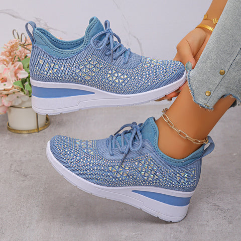Rhinestone Wedge Platform Sneakers
