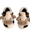 Women'S Cartoon Cute Cow House Slippers Warm plus Lined Closed Toe Fuzzy Home Slides Women'S Fluffy Comfy Shoes Winter Autumn