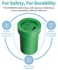 POWKONG Portable 65W Gan Switch Charging Dock&Hub Compatible with Nintendo Switch Oled/Switch, Swith Docking Station for TV with 4K 60Hz HDMI/USB-C PD Fast Charging/Usb 2.0, Green