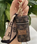 Mini Retro Coin Purse, Classic Pouch with Scarf Decor, Zipper Portable Multifunctional Lipstick Bag Vintage Flower Leather