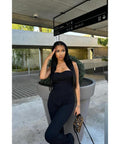 Call My Name Ribbed Pant Set - Black