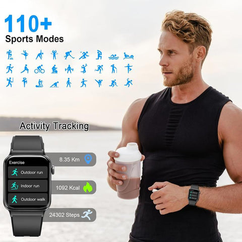 [Mother'S Day] Ntaanoo 1.85" Fashion Touch Screen Smart Watch, Digital Smart Watches with Call Function 100+ Sports Modes Dly Watch Dials Messages Reminder Multifunctional Smartwatch for Men Women