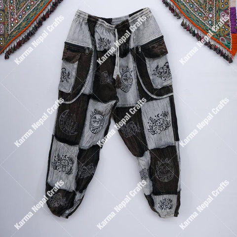 Patch Cotton Gothic Unisex Joggers, Gothic Patch Unisex Jogger Pants, plus Size Inclusive ,Hippie Trousers, Boho Style, Goth Fashion, Unisex Cotton Cargo Pants, Multi Pockets, Cotton Baggy Pants Big Menswear Festival