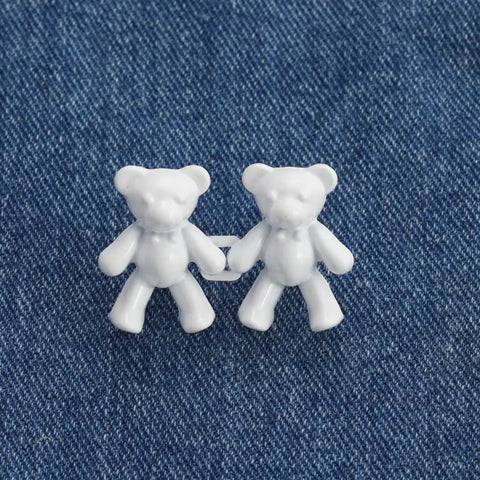 2Pcs Adjustable Jean Buttons Pins Cute Bear Pants Button Pins No Sew and Tools Instant Pant Waist Tightener for Loose Jeans