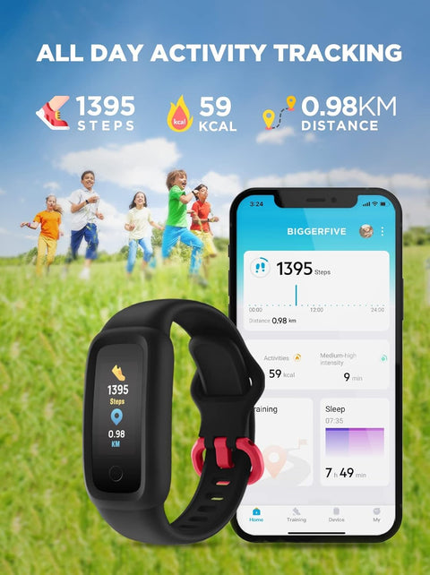 Vigor 2 Kids Fitness Tracker Watch for Girls Boys Ages 5-12, IP68 Waterproof, Activity Tracker, Pedometer, Heart Rate Sleep Monitor, Calorie Step Counter Watch