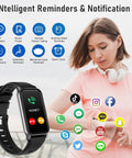Health Fitness Tracker, Smart Watch with 24/7 Heart Rate Blood Pressure Sleep Monitor,126 Sports Modes,Ip68 Waterproof Step Calorie Counter Pedometer Activity Trackers for Android&Iphone Women Black
