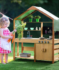 Wooden Mud Kitchen Outdoor Toy Play Kitchen Set for Kids Pretend Playset