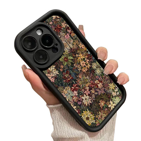 Wildflower Wonderland Pattern TPU Phone Case for Iphone 15 16 14 Pro Max 13 12 11 XR XS plus E Shockproof Full Camera Protection Durable Slim Silicone Cover Cellphone Protective