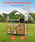 Wooden Mud Kitchen Outdoor Toy Play Kitchen Set for Kids Pretend Playset