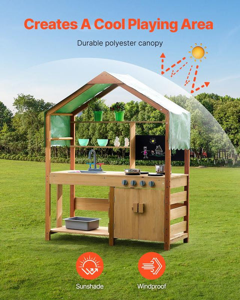 Wooden Mud Kitchen Outdoor Toy Play Kitchen Set for Kids Pretend Playset