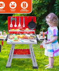 CUTE STONE BBQ Grill Playset, Kitchen Toy Set, Realistic Smoke BBQ Grill Playset with Toy Grill, Toy Kitchen Accessories