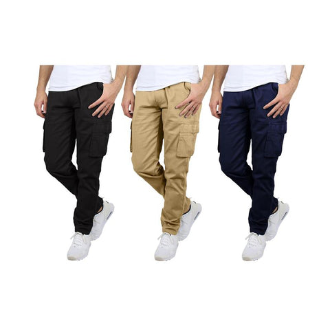 Men'S 3 Pack Flex Stretch Cotton Cargo Pants