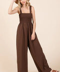 Mittoshop Smocked Wide Leg Overalls with Wide Straps