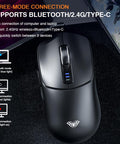 AULA SC580 Tri-Mode Wireless Gaming Mouse, 2.4G/BT5.0/USB-C, 10000 DPI Rechargeable Wireless Mouse, Gamer Mouse with 6 Programmable Buttons, Anti-Slip Stickers, Office Desktop Laptop PC Accessories Ergonomic Computer Mouse Bluetooth Budget Mouse Springtok