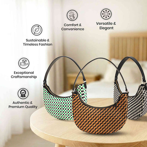 Genuine Leather Handmade Woven Shoulder Bag for Women
