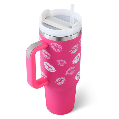 Insulated Tumbler With Straw & Handle