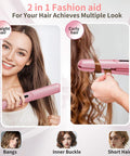 Mother'S Day 2025 Mini Portable Cordless Rechargeable USB Clipper Bangs Curl Straight Dual Purpose Dormitory Available Small Hair Straightener Comfort Pink Hair Curler