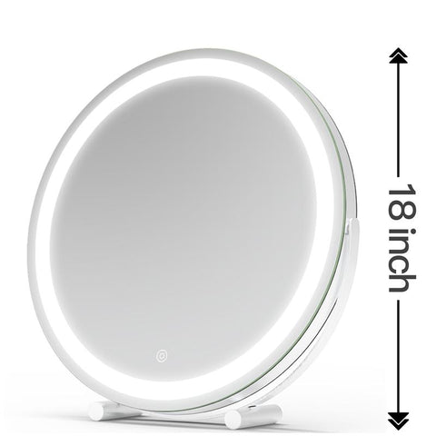 FENNIO Vanity Mirror with Lights, 12 Inch Light up Makeup Mirror, LED Makeup Mirror with Lights for Bedroom Tabletop, Smart Touch Control 3 Colors Dimmable, 360° Rotation, White
