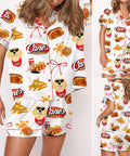 Raising Chicken Silky Satin Pajama Set for Women Print Comfy Satin Sleepwear & Loungewear Pjs Printing Silky Top & Bottoms - SHESHOW