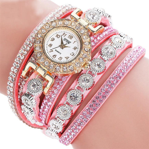 Women’s Quartz PU Leather Rhinestone Bracelet Watch