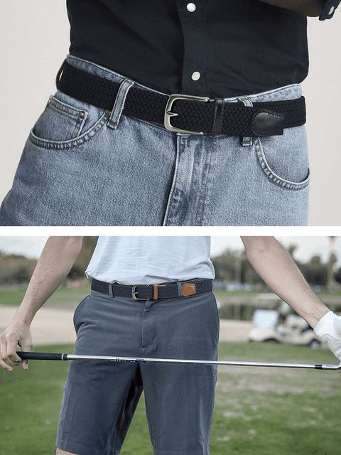 Mens Belts Womens Belts 2 Pack, Stretch Belts Elastic Braided Belts for Casual 1 3/8" (35Mm)