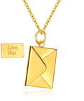 Love Letter Envelope Pendant Necklace Romantic Stainless Steel Jewelry Confession Love You for Valentine Day Gifts Wholesale