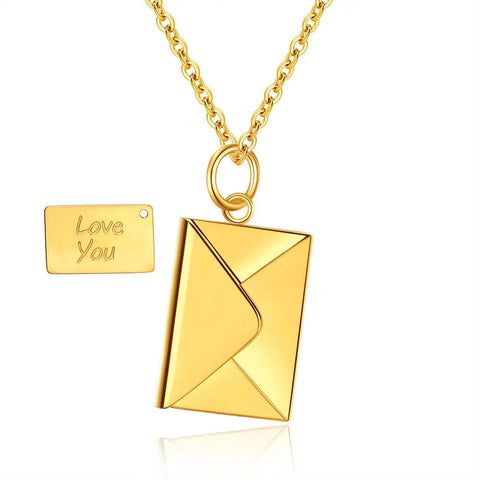Love Letter Envelope Pendant Necklace Romantic Stainless Steel Jewelry Confession Love You for Valentine Day Gifts Wholesale
