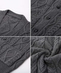 Men'S Sweater Vest V-Neck Sleeveless Cable Knitted Cardigan Vest
