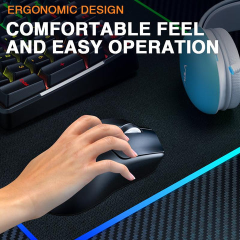 AULA SC580 Tri-Mode Wireless Gaming Mouse, 2.4G/BT5.0/USB-C, 10000 DPI Rechargeable Wireless Mouse, Gamer Mouse with 6 Programmable Buttons, Anti-Slip Stickers, Office Desktop Laptop PC Accessories Ergonomic Computer Mouse Bluetooth Budget Mouse Springtok