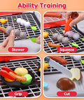 CUTE STONE BBQ Grill Playset, Kitchen Toy Set, Realistic Smoke BBQ Grill Playset with Toy Grill, Toy Kitchen Accessories