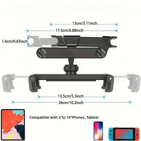 Car Headrest Tablet Mount, Car Headrest Tablet Holder, Seat Back Tablet Mount, Storage Holder for Tablet & Phone, Boyfriend Gift, Car Accessories