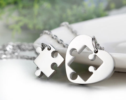 Puzzle Fitting Couple Necklace