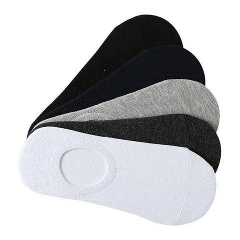 10 Pieces = 5 Pairs Invisible Men Socks Cotton Summer Sports Silicone Anti-Skid Men Socks Solid Boat Socks