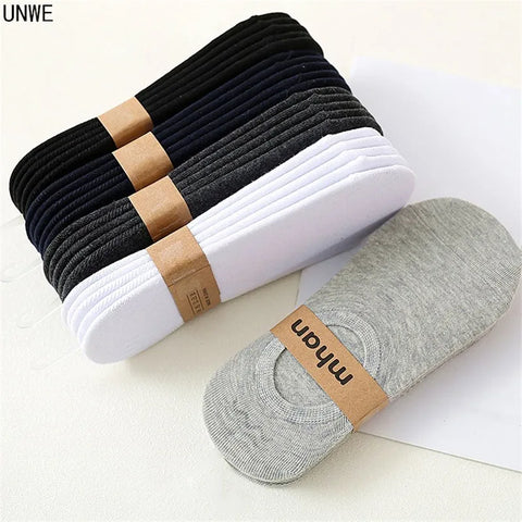 10 Pieces = 5 Pairs Invisible Men Socks Cotton Summer Sports Silicone Anti-Skid Men Socks Solid Boat Socks