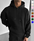 Unisex'S Solid Drop Shoulder Drawstring Hoodie, Loose Casual Comfy Pocket Hooded Sweatshirt for Daily Wear, Fall Outfits 2024, Men'S Clothes for Fall & Winter