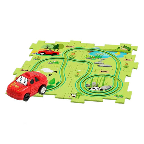 Flexible Railway Track Rail Car Puzzel Toy DIY Assemble Jigsaw Parent-Child Interaction Toy Electric Track Car Puzzle Toys Gifts