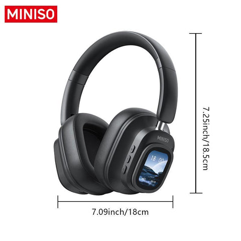 MINISO Wireless Headphones, Rechargeable Noise Cancelling Headphone, Hifi Stereo Full-Color Display Multifunctional Earphone, Foldable Gaming Headset