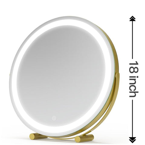 FENNIO Vanity Mirror with Lights, 12 Inch Light up Makeup Mirror, LED Makeup Mirror with Lights for Bedroom Tabletop, Smart Touch Control 3 Colors Dimmable, 360° Rotation, White