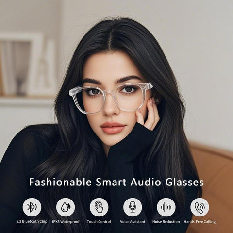 Bluetooth Smart Glasses, Auto-Tinting Sunglasse，Men'S ＆ Women'S Fashion Eyewear，Lenses with UV ＆ Blue Light Protection,Open Audio,Rechargeable