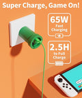 POWKONG Portable 65W Gan Switch Charging Dock&Hub Compatible with Nintendo Switch Oled/Switch, Swith Docking Station for TV with 4K 60Hz HDMI/USB-C PD Fast Charging/Usb 2.0, Green