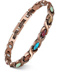 [Mother'S Day Gift]Feraco Copper Bracelets for Women, Ultra Strength Magnetic Bracelet with 3800 Gauss Magnets & Natural Turquoise&Stones, Adjustable
